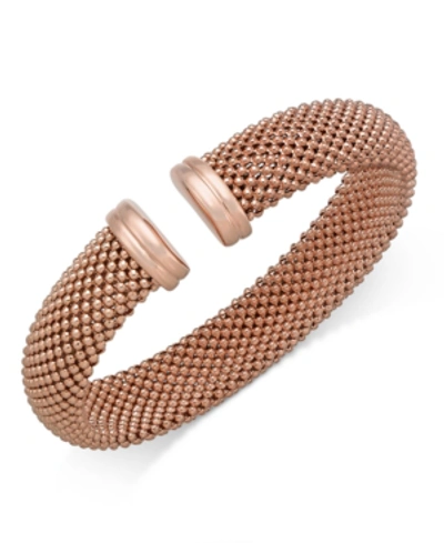Italian Gold Mesh Bangle Bracelet In 14k Gold Over Sterling Silver In Rose Gold