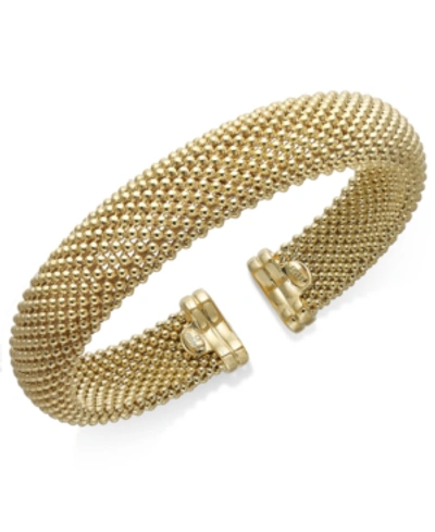 Italian Gold Mesh Bangle Bracelet In 14k Gold Over Sterling Silver In Yellow Gold