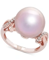 HONORA CULTURED MING PEARL (13MM) & DIAMOND ACCENT RING IN 14K ROSE GOLD