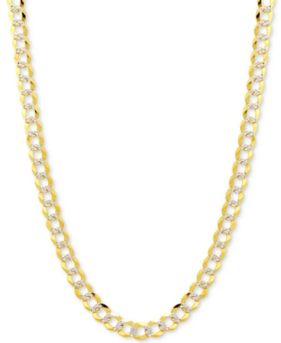 ITALIAN GOLD 30" TWO-TONE OPEN CURB LINK CHAIN NECKLACE (3-5/8MM) IN SOLID 14K GOLD & WHITE GOLD