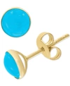 Effy Collection Effy Turquoise (6-1/2mm) Stud Earrings In 14k Gold In Yellow Gold