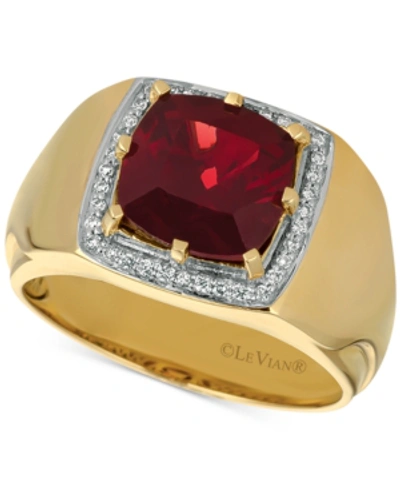 Le Vian Gents Men's Pomegranate Garnet (4-3/8 Ct. T.w.) & Diamond (1/6 Ct. T.w.) Ring In 14k Gold In Yellow Gold