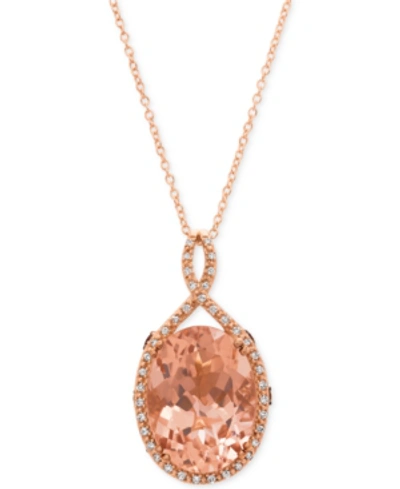 Le Vian Chocolatier Peach Morganite (6-9/10 Ct. T.w.) & Diamond (1/4 Ct. T.w.) Pendant Necklace In 14k Rose  In Rose Gold