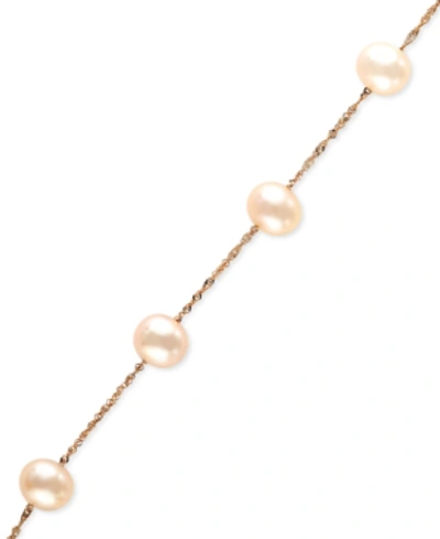 Effy Collection Effy Cultured Freshwater Pearl Station Bracelet (5-1/2-6mm) In 14k Gold (also Available In 14k White In Rose Gold