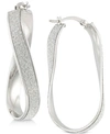 Simone I. Smith Glitter Twist Hoop Earrings In Sterling Silver In Silver