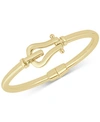 Italian Gold Horseshoe Hook Bangle Bracelet In 14k Gold-plated Sterling Silver In Gold