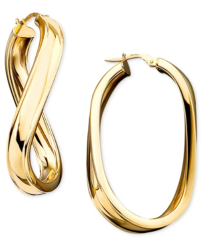 Italian Gold Twisted Oval Hoop Earrings In 14k Gold In Yellow Gold