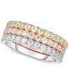 Arabella 3-pc. Set Tri-tone Cubic Zirconia Stacking Bands In Multi