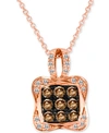 LE VIAN CHOCOLATIER DIAMOND SQUARE CLUSTER 18" PENDANT NECKLACE (1/2 CT. T.W.) IN 14K ROSE GOLD