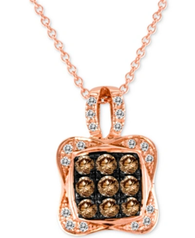 Le Vian Chocolatier Diamond Square Cluster 18" Pendant Necklace (1/2 Ct. T.w.) In 14k Rose Gold