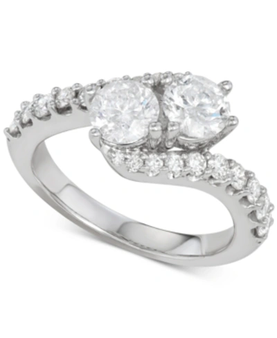 Two Souls, One Love Diamond Two-stone Twist Engagement Ring (2 Ct. T.w.) In 14k White Gold
