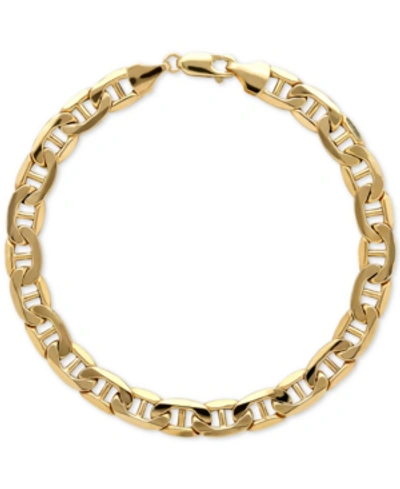 Italian Gold Men's Beveled Marine Link Bracelet In 10k Gold In Yellow Gold