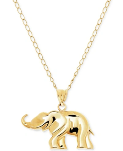 Italian Gold Elephant Pendant Necklace In 10k Gold In Yellow Gold