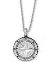 Effy Collection Effy Men's Compass 22" Pendant Necklace In Sterling Silver In Silver