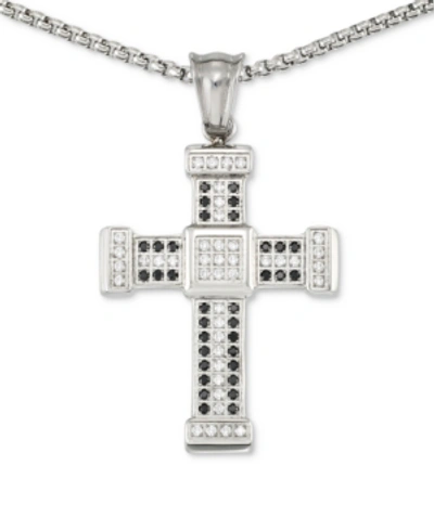 Legacy For Men By Simone I. Smith Men's Crystal Cross 24" Pendant Necklace In Stainless Steel
