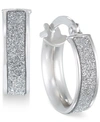 Italian Gold Glitter Hoop Earrings In 14k Rose Gold, White Gold Or Gold In White Gold