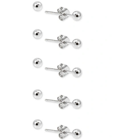 Giani Bernini 5-pc. Set Small Ball Stud Earrings In Sterling Silver, Created For Macy's