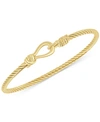 Italian Gold Torchon Knot Bangle Bracelet In 14k Gold-plated Sterling Silver In Gold