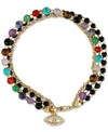 Unwritten Triple Strand Multi-bead Link Evil-eye Charm In Gold-tone Silver Plated In Multi