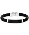 Effy Collection Effy Men's Black Spinel Braided Leather Bracelet In Sterling Silver In Black