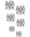 GIANI BERNINI 3-PC. CUBIC ZIRCONIA STERLING SILVER STUD EARRINGS IN 18K ROSE GOLD-PLATED, 18K GOLD-PLATED AND STER