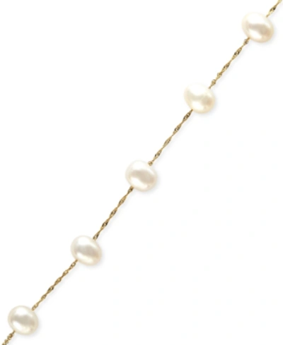 Effy Collection Effy Cultured Freshwater Pearl Station Bracelet (5-1/2-6mm) In 14k Gold (also Available In 14k White In Yellow Gold