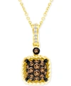 LE VIAN CHOCOLATIER CHOCOLATE & VANILLA DIAMOND SQUARE CLUSTER 18" PENDANT NECKLACE (3/8 CT. T.W.) IN 14K GO