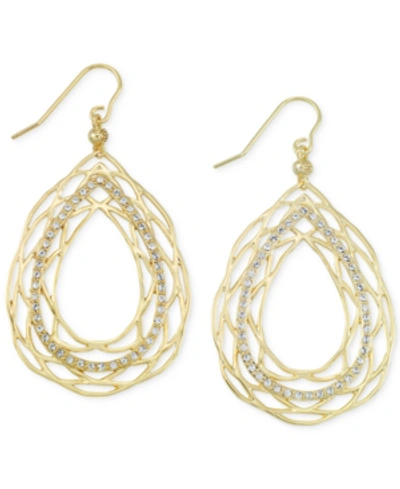 Simone I. Smith Crystal Openwork Teardrop Earrings In 18k Gold Over Sterling Silver In Yellow Gold