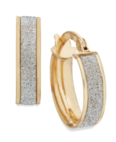 Italian Gold Glitter Hoop Earrings In 14k Rose Gold, White Gold Or Gold