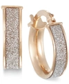 Italian Gold Glitter Hoop Earrings In 14k Rose Gold, White Gold Or Gold In Rose Gold