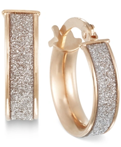 ITALIAN GOLD GLITTER HOOP EARRINGS IN 14K ROSE GOLD, WHITE GOLD OR GOLD