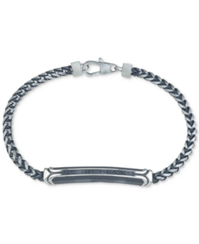 Esquire Men's Jewelry Diamond Link Bracelet (1/10 Ct. T.w.) In Black Or Blue Ion-plated Stainless Steel, Created For Macy'