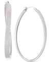 SIMONE I. SMITH SATIN-FINISHED HOOP EARRINGS IN PLATINUM OVER STERLING SILVER