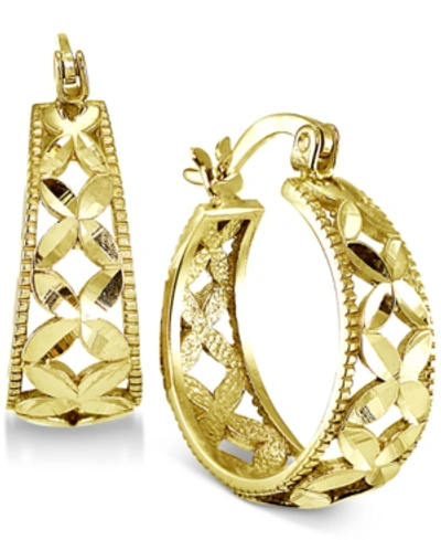 Giani Bernini Small Floral Hoop Earrings, 0.75", Created For Macy's In Gold