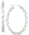 Simone I. Smith Textured Hoop Earrings In Sterling Silver In Silver