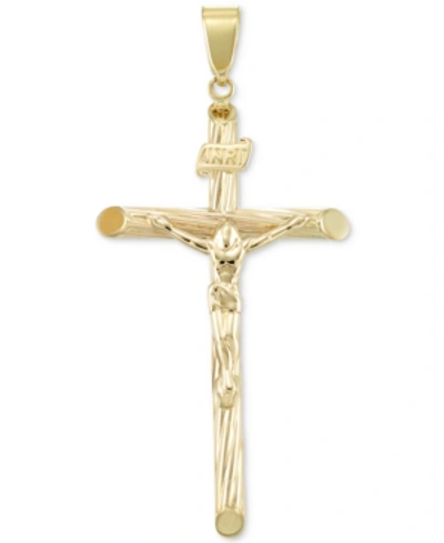 Italian Gold Crucifix Cross Pendant In 14k Gold In Yellow Gold
