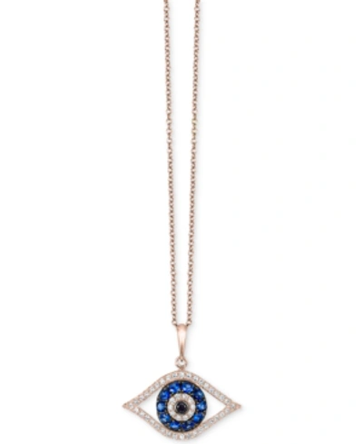 Effy Collection Bella Bleu By Effy Diamond Evil-eye Pendant Necklace (1/3 Ct. T.w.) In 14k Rose Gold