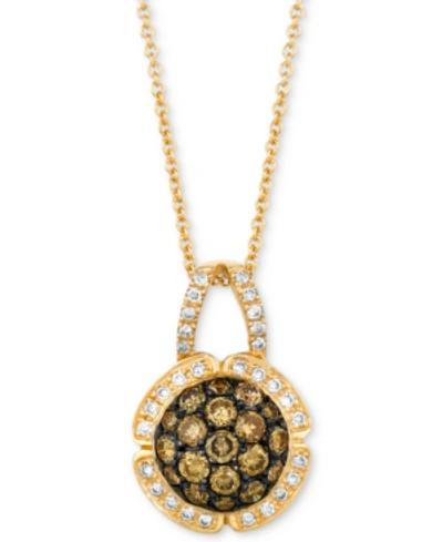 Le Vian Chocolatier Diamond Cluster 18" Pendant Necklace (7/8 Ct. T.w.) In 14k Gold In Yellow Gold