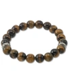 Legacy For Men By Simone I. Smith Tiger's Eye (10mm) Stretch Bracelet In Stainless Steel In Brown