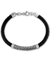 Effy Collection Effy Men's Woven Bracelet In Leather And Sterling Silver In Silver