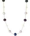 Effy Collection Effy Multi-color Cultured Freshwater Pearl Station Necklace In 14k Gold (6mm) In Yellow Gold
