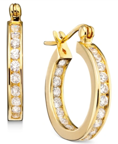 Giani Bernini Small Cubic Zirconia Inside Out Hoop Earrings In Sterling Silver, 0.75", Created For Macy's In Gold