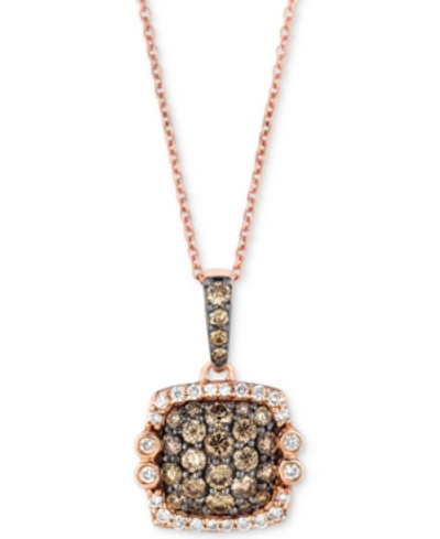 Le Vian Chocolatier Diamond Square Cluster 18" Pendant Necklace (7/8 Ct. T.w.) In 14k Rose Gold