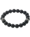 LEGACY FOR MEN BY SIMONE I. LEGACY FOR MEN BY SIMONE I. SMITH ONYX (10MM) BEADED STRETCH BRACELET IN STAINLESS STEEL