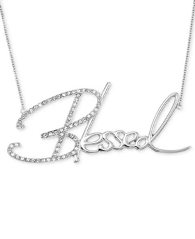 Simone I. Smith Crystal "blessed" Pendant Necklace In Platinum Over Sterling Silver, 18" + 4" Extender (also Availab In White