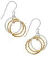 GIANI BERNINI GIANI BERNINI TRI-TONE INTERLOCKING CIRCLE DROP EARRINGS IN STERLING SILVER, GOLD-PLATED STERLING SI