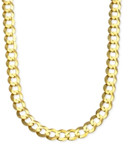 Italian Gold Curb Chain Link Necklace 24" In Solid 10k Gold (10 Mm) In Yellow Gold