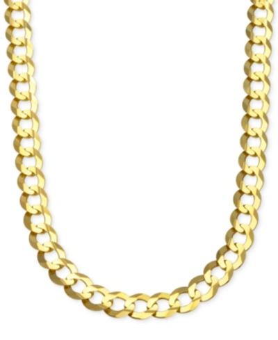 Italian Gold Curb Chain Link Necklace 24" In Solid 10k Gold (10 Mm)