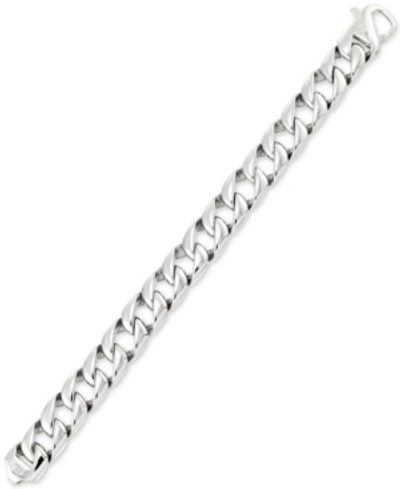 Legacy For Men By Simone I. Smith Large Curb Link Bracelet In Stainless Steel In White