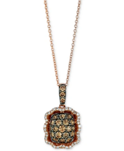 Le Vian Chocolatier Diamond Cluster 18" Pendant Necklace (7/8 Ct. T.w.) In 14k Rose Gold